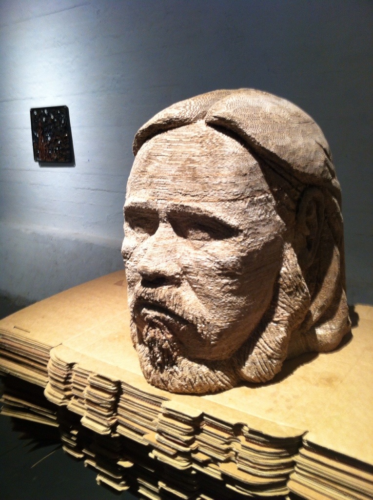 Jesus sculpture made of cardboard-- Purhonen and Korhonen